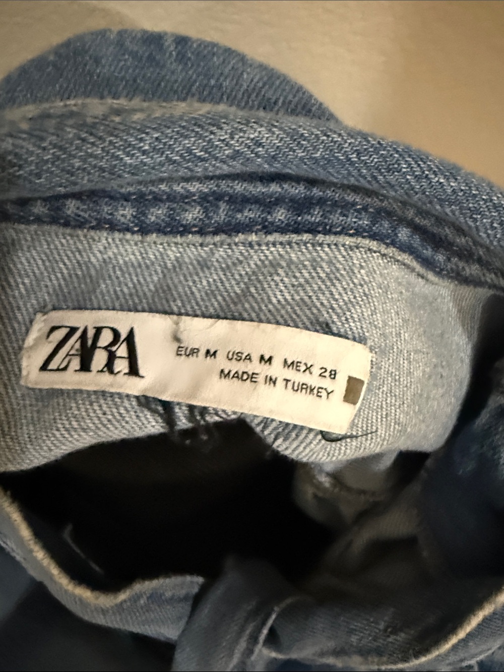 Zara Light Blue Denim Tie-Neck Blouse - Picture 2 of 4